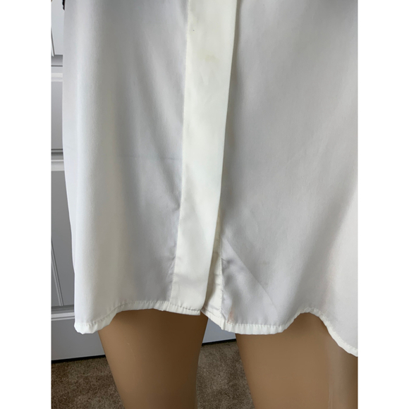 Casual Corner Womens Button-Down Shirt Sz 14 White Decorative Baroque Style Glam - Picture 4 of 14